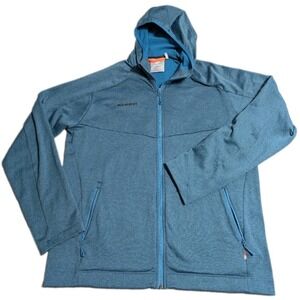 Mammut Nair ML Hooded Jacket Mens XL Blue Full Zip Stretch Fleece Hiking